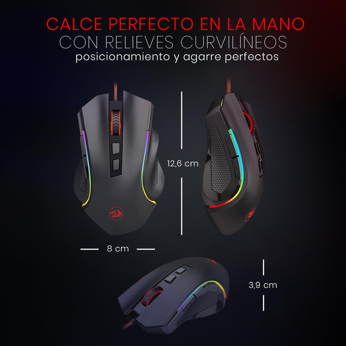 M602 RGB Wired Gaming Mouse RGB Spectrum Backlit Ergonomic Mouse Griffin Programmable with 7 Backlight Modes up to 7200 DPI for Windows PC Gamers (Black)