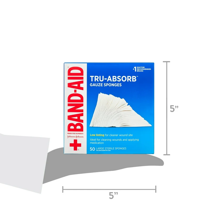 Band Aid Brand First Aid Tru-Absorb Gauze Sponges, 4 in X 4 In, 50Ct