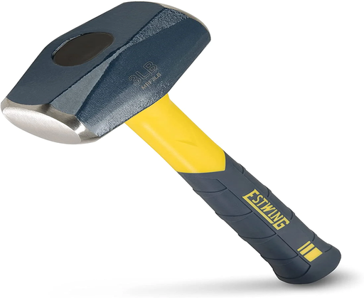 Sure Strike Drilling/Crack Hammer - 3-Pound Sledge with Fiberglass Handle & No-Slip Cushion Grip - Mrf3Lb,Blue/Yellow