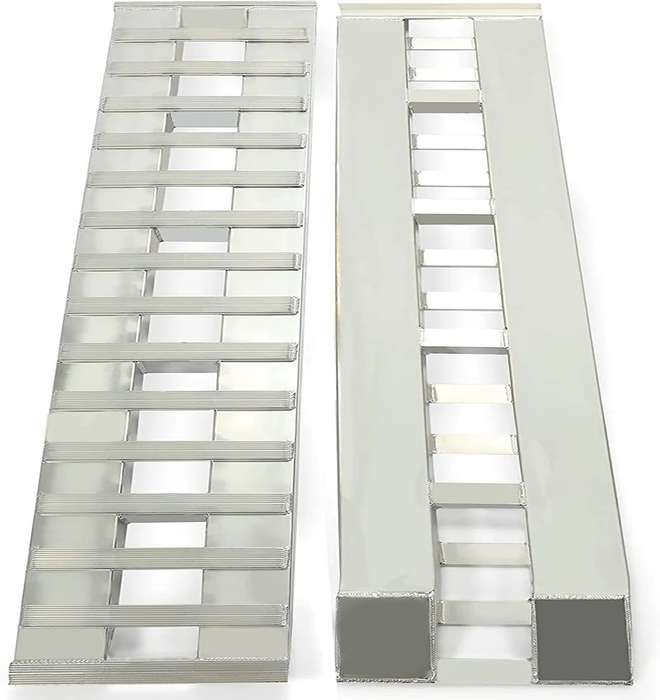 80" X 15" X 2.3" Ramps Aluminum 6000 LBS Silver Truck Trailer Hook End Knife Foot 1 Pair 2 Ramps