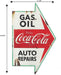 Coca-Cola Auto Shop Metal Sign - Gas, Oil, Auto Repairs Distressed Metal Wall Decor for Garage, Car Shop, or Man Cave