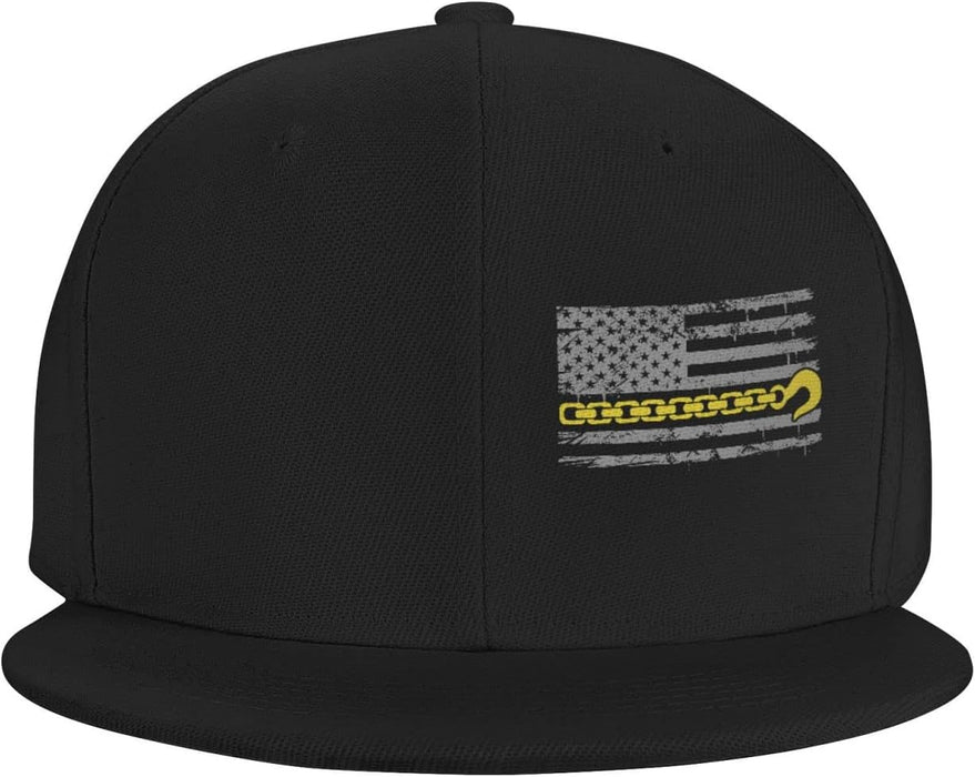 USA Thin Yellow Line Flag Tow Truck Driver Vintage Hats for Men and Women Flat Bill Baseball Cap Adult Adjustable Trucker