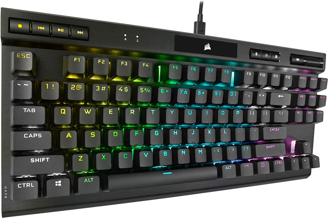 K70 RGB TKL – CHAMPION SERIES Tenkeyless Mechanical Gaming Keyboard - CHERRY MX SPEED Keyswitches - Durable Aluminum Frame - Per-Key RGB LED Backlighting - Detachable USB Type-C Cable, Black