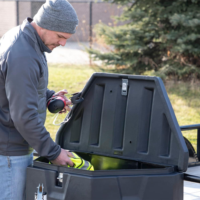 1701680 Black Poly Trailer Tongue Truck Tool Cargo Storage Box, 19 X 36 X 17.5 Inch, Made in the USA, Trailer Tongue Box for Storage and Organization, Trailer Storage Box