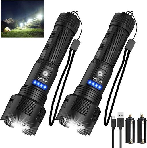 Rechargeable Flashlights High Lumens, Super Bright LED Flashlight 8000 Lumens, Zoomable IPX4 Waterproof Flash Light, Handheld Tactical Flashlight for Camping Emergencies