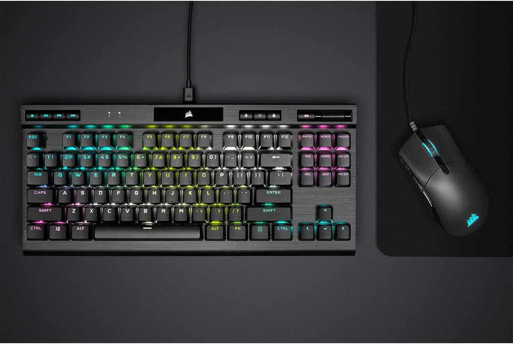 K70 RGB TKL – CHAMPION SERIES Tenkeyless Mechanical Gaming Keyboard - CHERRY MX SPEED Keyswitches - Durable Aluminum Frame - Per-Key RGB LED Backlighting - Detachable USB Type-C Cable, Black