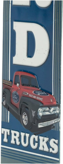 Ford Trucks Vertical Embossed Metal Sign - Vintage Ford Sign for Garage or Man Cave