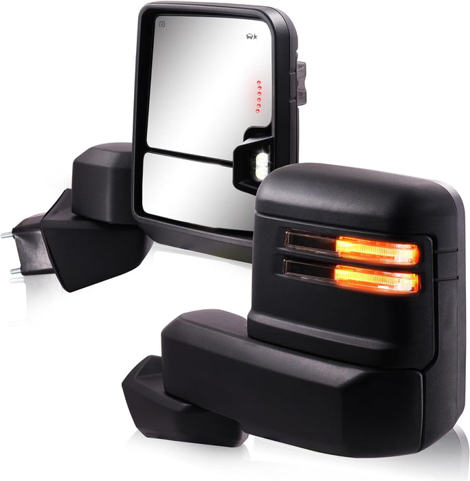 Towing Mirrors for 2019-2023 Chevy Silverado 1500 Turn Signal & Running Light Power Heated Glass Backup Light Puddle Lamp BSM Temperature Sensor Pair Set