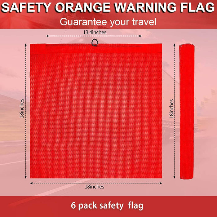 6 Pcs Trailer Safety Flag for Trucks Warning Flag with Wire Loop Safety Flag with Wire (Red)