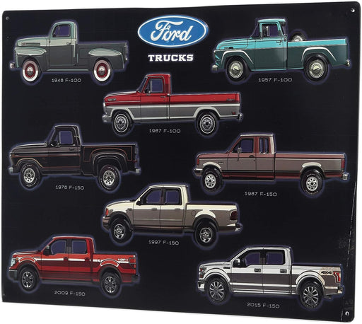 Ford Trucks Collage Embossed Metal Sign - Vintage Ford Wall Art for Man Cave or Garage