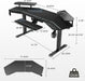 Gaming Desk, Standing Desk Keyboard Tray, 72" Wing Shaped Music Studio Desk Electric Adjustable Height Desk Sit Stand Desk with LED Shelves, Gaming Recording Live Stream, Slot Design