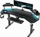 Gaming Desk, Standing Desk Keyboard Tray, 72" Wing Shaped Music Studio Desk Electric Adjustable Height Desk Sit Stand Desk with LED Shelves, Gaming Recording Live Stream, Slot Design