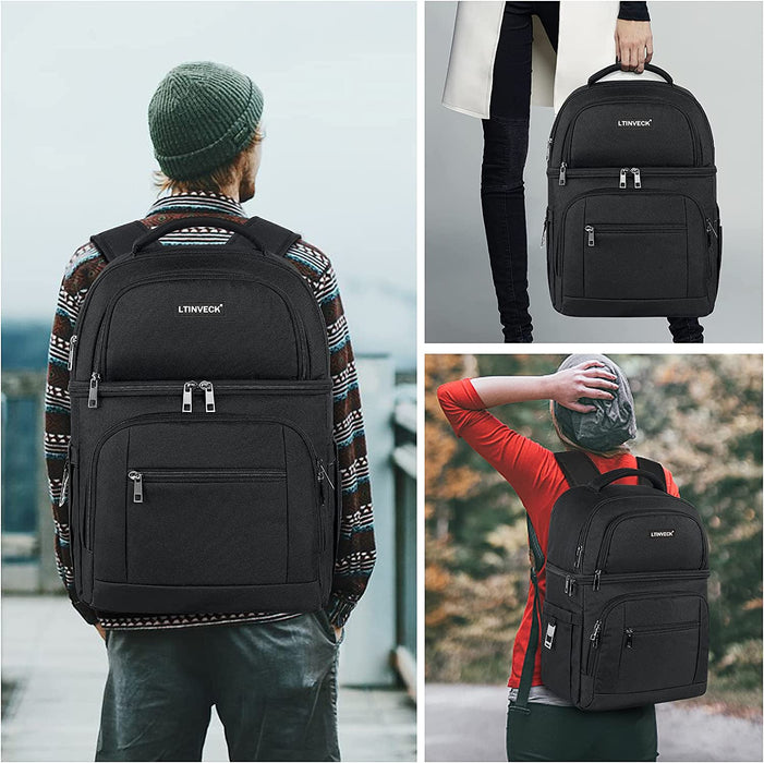 Cooler Backpack,30 Cans Insulated Backpack Cooler Leakproof Double Deck Cooler Bag for Men Women RFID Lunch Backpack