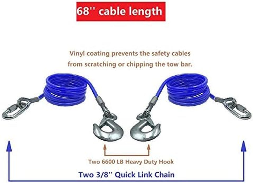 Trailer Safety Chains Cables 68 Inch for Towing Bar，12000 Lbs Loading One Pair（Two Pack）