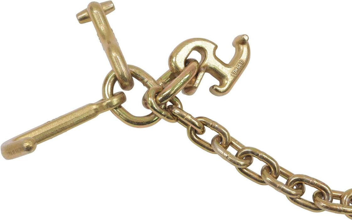 5/16" Grade 70 V-Chain Bridle W/Rtj Cluster Hooks & Grab Hooks - 3' Legs Transport Tow Truck Chains for Car Towing - 4700 LBS WLL - for Flatbed Trailer Wrecker Recovery