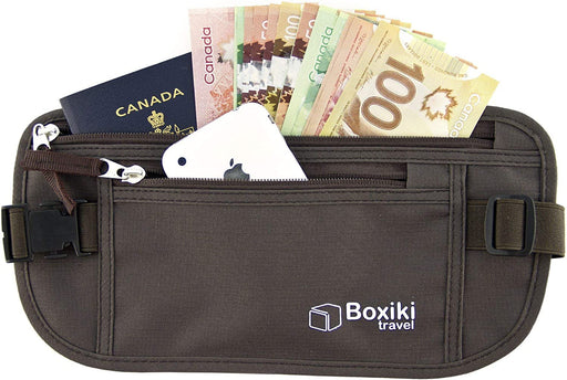 Money Belt - RFID Blocking Money Belt and Safe Waist Bag, Secure Fanny Pack for Men and Women, Fits Passport, Wallet, Phone and Personal Items. Running Belt, Waist Pack (Brown)