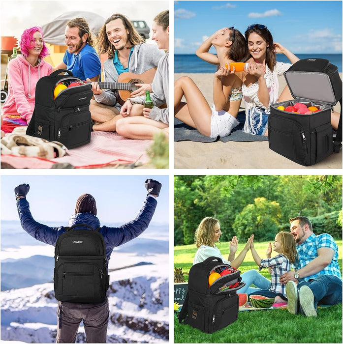 Cooler Backpack,30 Cans Insulated Backpack Cooler Leakproof Double Deck Cooler Bag for Men Women RFID Lunch Backpack