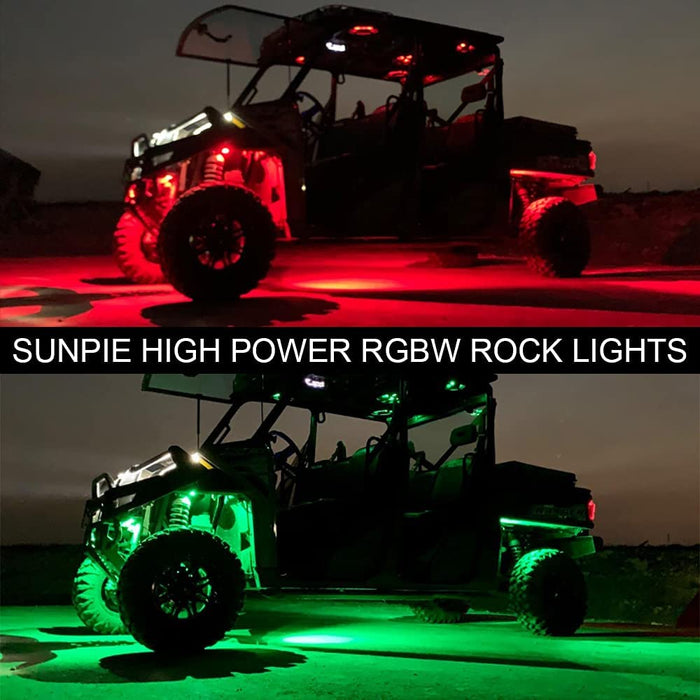 6 Pods RGBW LED Rock Lights for Trucks, Music Mode, 20 Colors Changing Modes with APP& Remote Control Neon LED Light Kit for off Road Trucks SUV Car ATV UTV