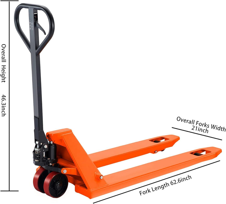 Tory Carrier Pallet Jack 5500 Lb. Capacity, Manual Pallet Truck 21 X 48 Forks Standard Duty Hand Trucks