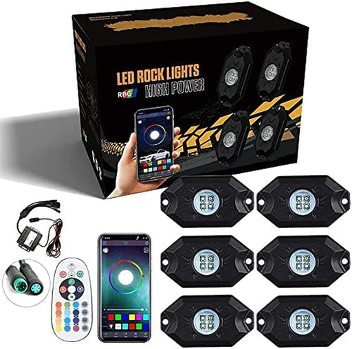 6 Pods RGBW LED Rock Lights for Trucks, Music Mode, 20 Colors Changing Modes with APP& Remote Control Neon LED Light Kit for off Road Trucks SUV Car ATV UTV