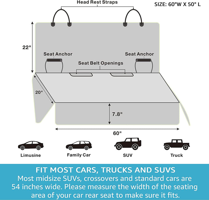 XL Dog Seat Covers for Trucks Back Seat, Waterproof and Heavy Duty Bench Seat Cover for Kid, anti Scratch Pet Backseat Covers for Trucks, SUV & Car