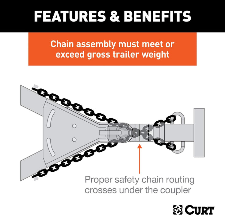 80316 35-Inch Trailer Safety Chain with 3/8-In Clevis Snap Hook, 24,000 Lbs Break Strength, YELLOW ZINC