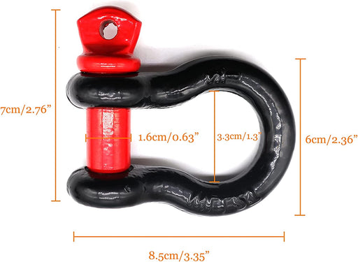 2 Pcs Shackles 1/2" D Ring Shackle 12 Ton (26,455 Lbs) Maximum Break Strength with 5/8" Pin for Tow Strap Winch off Road Vehicle Recovery